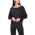 thumbnail image 1 of Women's Solid Long Sleeve Jersey Dolman Style Boat Neck Casual Tee Top S-3XL, 1 of 3