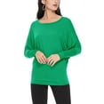 thumbnail image 1 of Women's Solid Long Sleeve Jersey Dolman Style Boat Neck Casual Tee Top S-3XL, 1 of 3