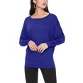 thumbnail image 1 of Women's Solid Long Sleeve Jersey Dolman Style Boat Neck Casual Tee Top S-3XL, 1 of 3