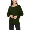 thumbnail image 1 of Women's Solid Long Sleeve Jersey Dolman Style Boat Neck Casual Tee Top S-3XL, 1 of 3