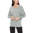 thumbnail image 1 of Women's Solid Long Sleeve Jersey Dolman Style Boat Neck Casual Tee Top S-3XL, 1 of 3