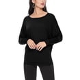 thumbnail image 1 of Women's Solid Long Sleeve Jersey Dolman Style Boat Neck Casual Tee Top S-3XL, 1 of 3