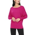 thumbnail image 1 of Women's Solid Long Sleeve Jersey Dolman Style Boat Neck Casual Tee Top S-3XL, 1 of 3