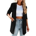 thumbnail image 1 of Women's Solid Long Sleeve Velvet Jacket Open Front Cardigan Coat Outerwear with Pockets Black XL, 1 of 8