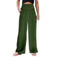 thumbnail image 1 of Women's Solid Loose Relaxed High Waist Cotton Pocket Wide Leg Pants, 1 of 4