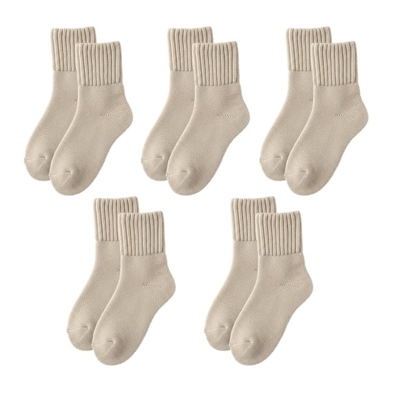 Women's Solid Mid-calf Socks, 2026 New Fall Cozy Fuzzy Socks for Women, Thick Warm Winter Womens Crew Socks