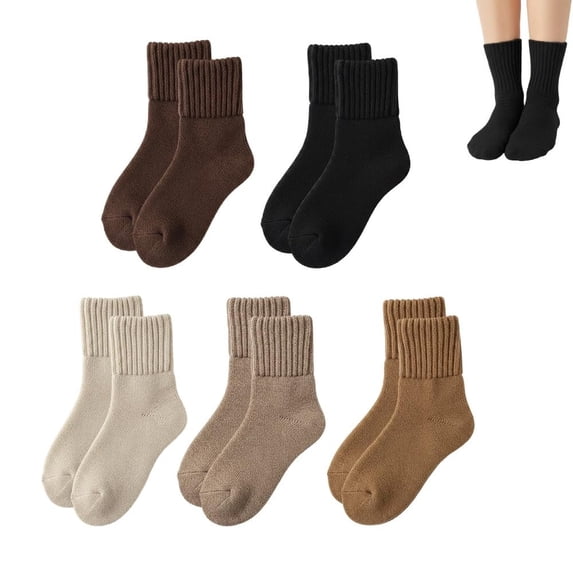 Women's Solid Mid-calf Socks, 2026 New Fall Cozy Fuzzy Socks for Women, Thick Warm Winter Womens Crew Socks
