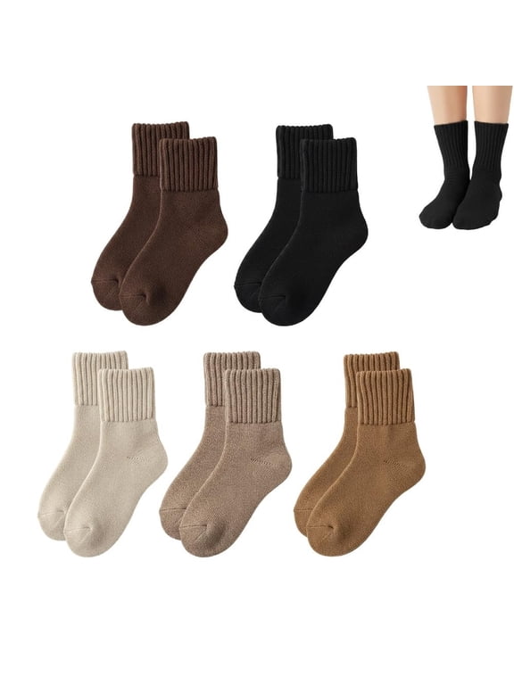 Women's Solid Mid-calf Socks, 2026 New Fall Cozy Fuzzy Socks for Women, Thick Warm Winter Womens Crew Socks