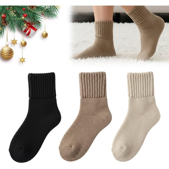 Women's Solid Mid-calf Socks,Soft and comfortable Socks with Heat Layer,Warm and Light Winter Socks