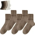 thumbnail image 1 of Women's Solid Mid-calf Socks for Fall and Winter,5 Pairs Cozy Fall Socks for Women, Winter Soft Thermal Cotton Knit Socks, 1 of 7