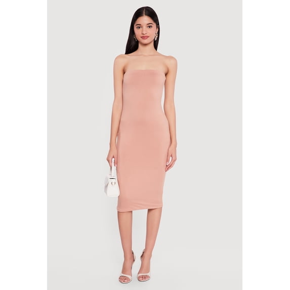 Women's Solid Midi Tube Dress