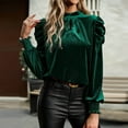 thumbnail image 1 of Women's Solid Mock Neck Long Sleeve Velvet Tee Shirt Tops Silm Fit Warm for Winter Blouse Top,Ladies Round Neck Velvet Shirt Woman Casual Loose, 1 of 8