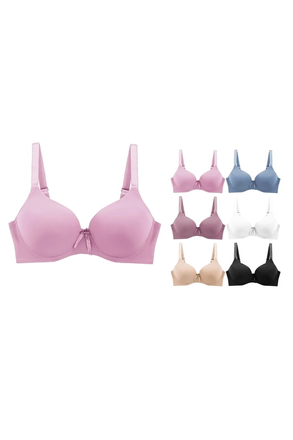 Women's Solid Multicolor Adjustable Strap Full Cup Bra Set Pack of 6 (40D)