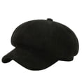 thumbnail image 1 of Women's Solid Octagonal Hat Newsboy Hat Black One Size, 1 of 4