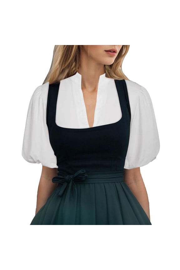 Women's Solid Oktoberfest Dress Short Sleeve Fly Sleeve Base Shirt for Casual Everyday Wear