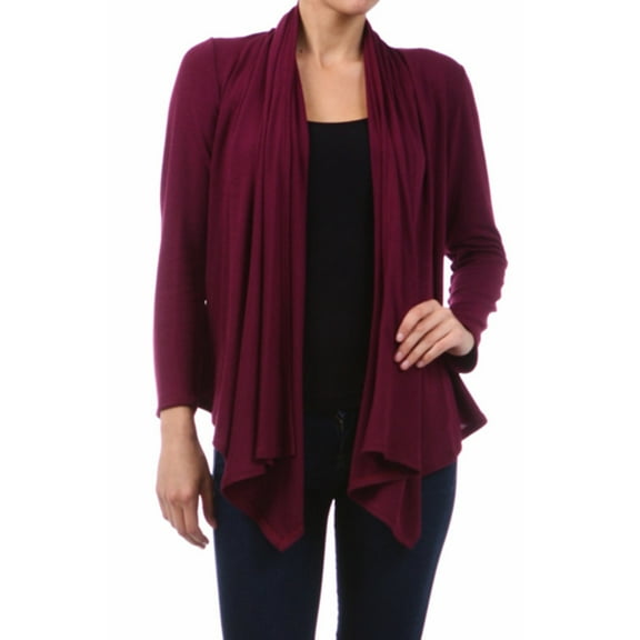 Women's Solid Open Front Long Sleeve Lightweight Soft Basic Sweater Cardigan