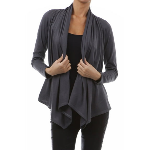 Women's Solid Open Front Long Sleeve Lightweight Soft Basic Sweater Cardigan