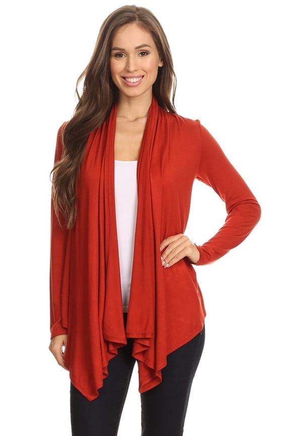 Women's Solid Open Front Long Sleeve Lightweight Soft Basic Sweater Cardigan