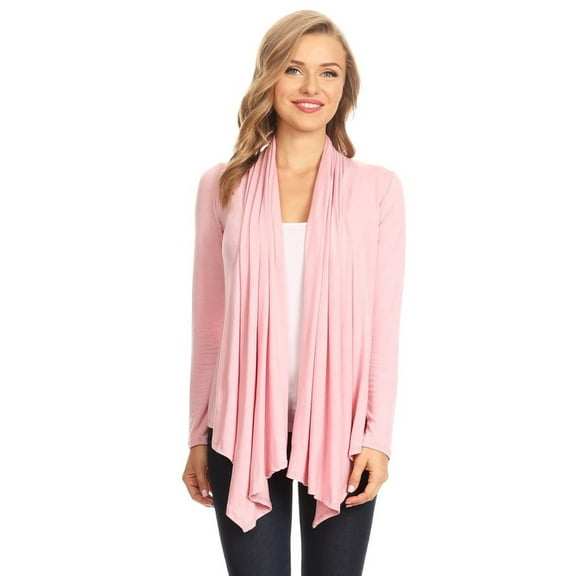 Women's Solid Open Front Long Sleeve Lightweight Soft Basic Sweater Cardigan