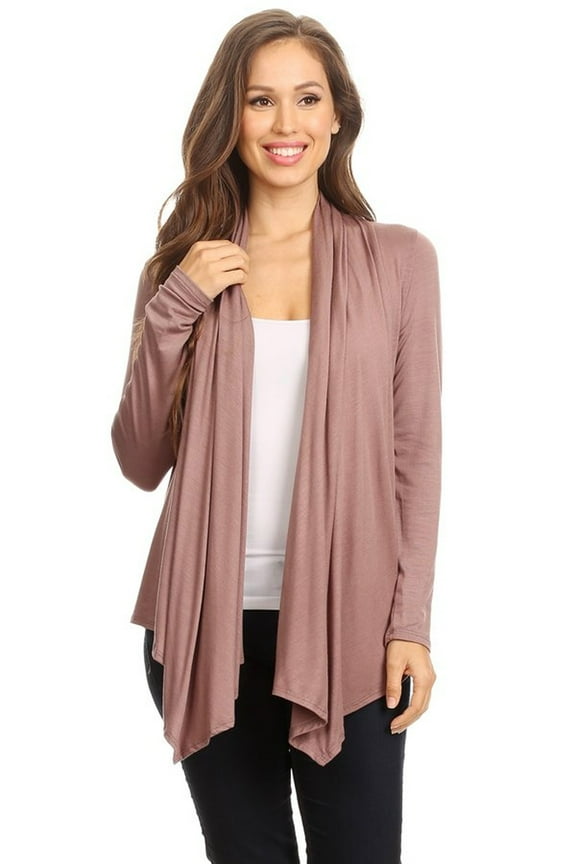Women's Solid Open Front Long Sleeve Lightweight Soft Basic Sweater Cardigan