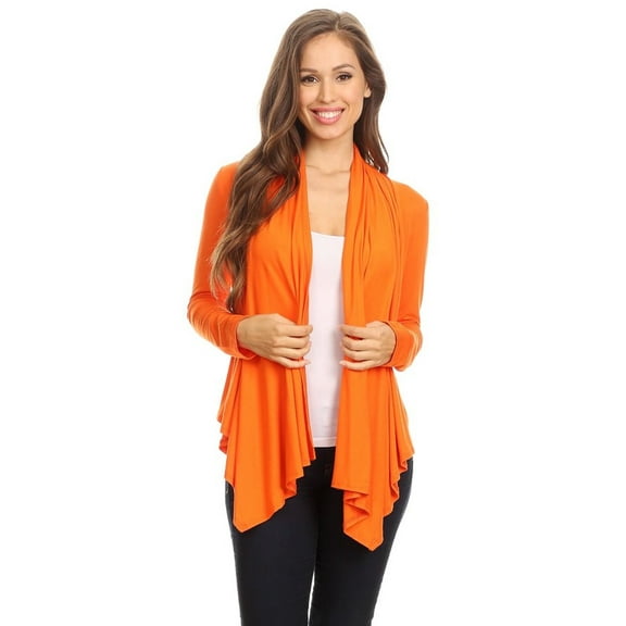 Women's Solid Open Front Long Sleeve Lightweight Soft Basic Sweater Cardigan