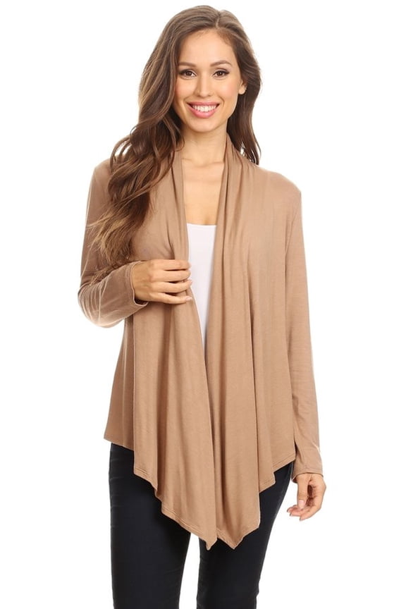 Women's Solid Open Front Long Sleeve Lightweight Soft Basic Sweater Cardigan