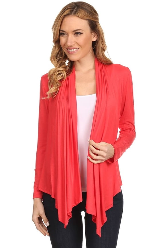 Women's Solid Open Front Long Sleeve Lightweight Soft Basic Sweater Cardigan