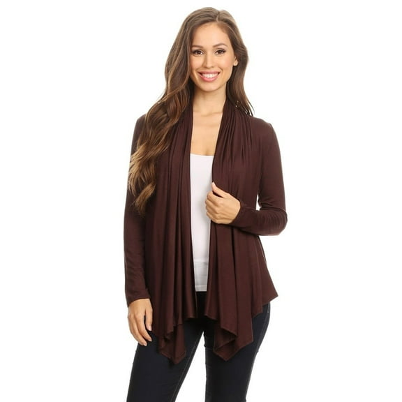 Women's Solid Open Front Long Sleeve Lightweight Soft Basic Sweater Cardigan