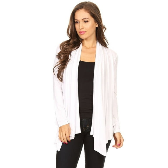 Women's Solid Open Front Long Sleeve Lightweight Soft Basic Sweater Cardigan