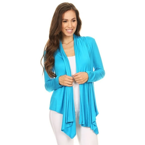 Women's Solid Open Front Long Sleeve Lightweight Soft Basic Sweater Cardigan