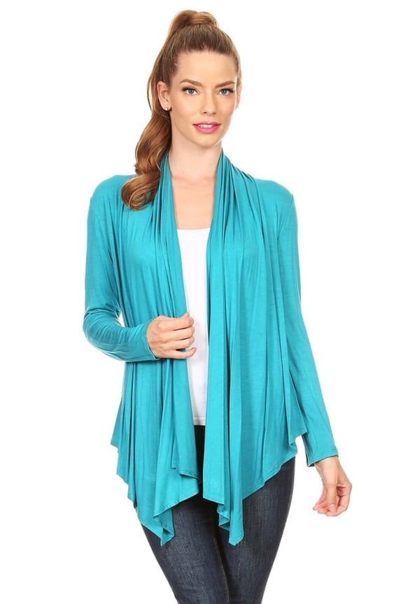Women's Solid Open Front Long Sleeve Lightweight Soft Basic Sweater Cardigan