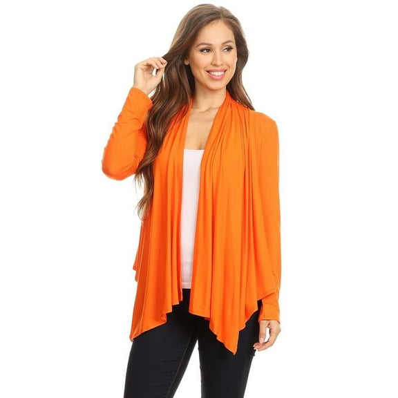 Women's Solid Open Front Long Sleeve Lightweight Soft Basic Sweater Cardigan