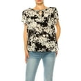 thumbnail image 1 of Women's Solid Overlapping Short Sleeve Top with Front Keyhole and Ruffle Accent, 1 of 5