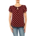 thumbnail image 1 of Heo Clothing Solid Print Tie Neck Short Sleeve Blouse, Women's, 1 of 5