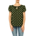 thumbnail image 1 of Women's Solid Overlapping Short Sleeve Top with Front Keyhole and Ruffle Accent, 1 of 5