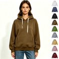 thumbnail image 1 of Women's Solid Oversized Drawstring Pullover Hoodie, Fleece Loose Fit Kangaroo Pocket Hooded Sweatshirt, Size S-2XL, 1 of 4