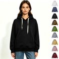thumbnail image 1 of Women's Solid Oversized Drawstring Pullover Hoodie, Fleece Loose Fit Kangaroo Pocket Hooded Sweatshirt, Size S-2XL, 1 of 4