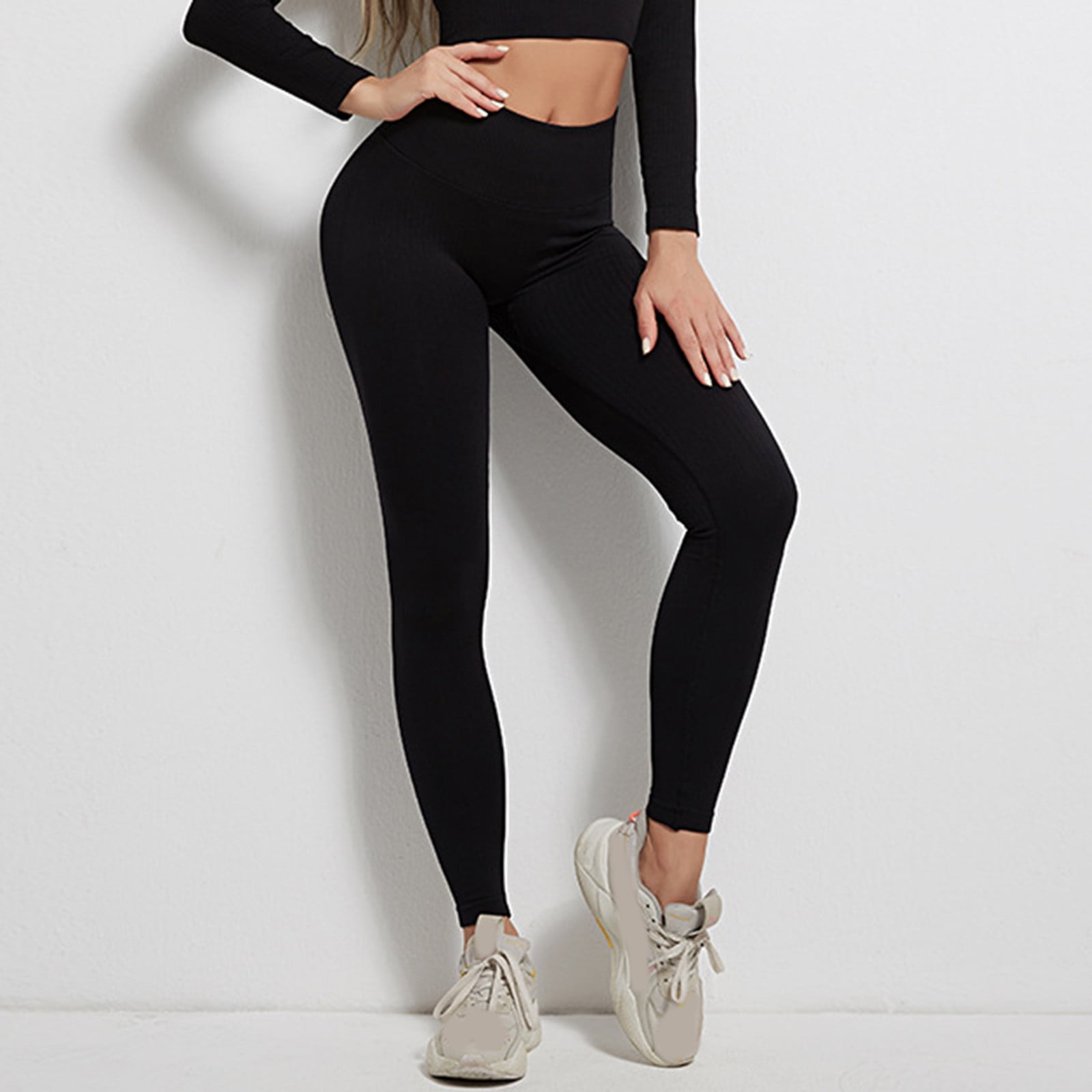 Buy LZYVOO High Waisted Yoga Leggings with Pockets, Tummy Control Workout Pants  for Women-Black-L at