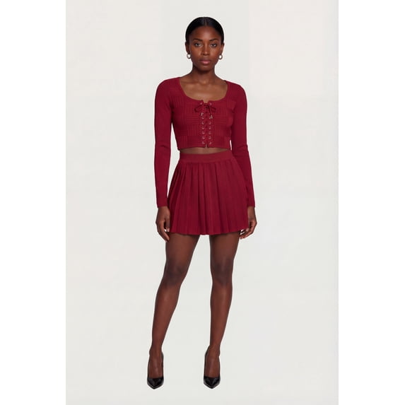Women's Solid Pleated Mini Skirt