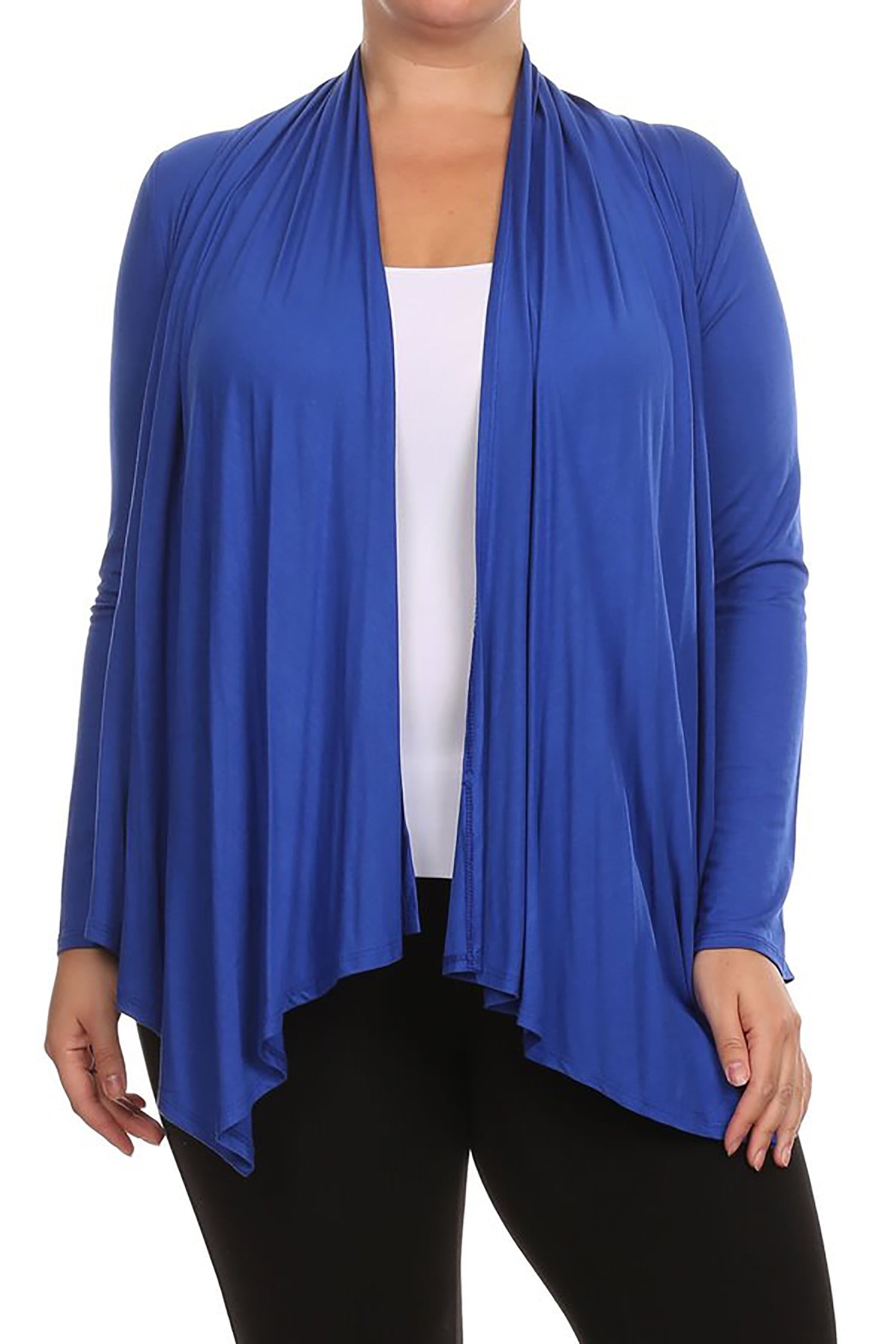 Women's Solid Plus Size Open Front Long Sleeve Lightweight Soft Basic ...