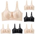 thumbnail image 1 of Women's Solid Plus Size Row Hook Bra Push Up Side Smoothing Anti Sagging Underwire Full Coverage Brassiere Beige XS(XS), 1 of 7