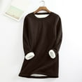 thumbnail image 1 of Women's Solid Plush Sweatshirts,Fleece Lined Tops for Women Long Sleeve Winter Warm Sherpa Crewneck Sweatshirt Pullover Sweater Loungewear, 1 of 7