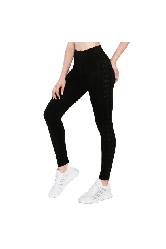 Women's Solid Pocket Activewear Leggings - Star Cut-Out , S