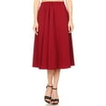 thumbnail image 1 of Women's Solid Print Casual Comfy Elastic A-line Knee Midi Skirt, 1 of 3