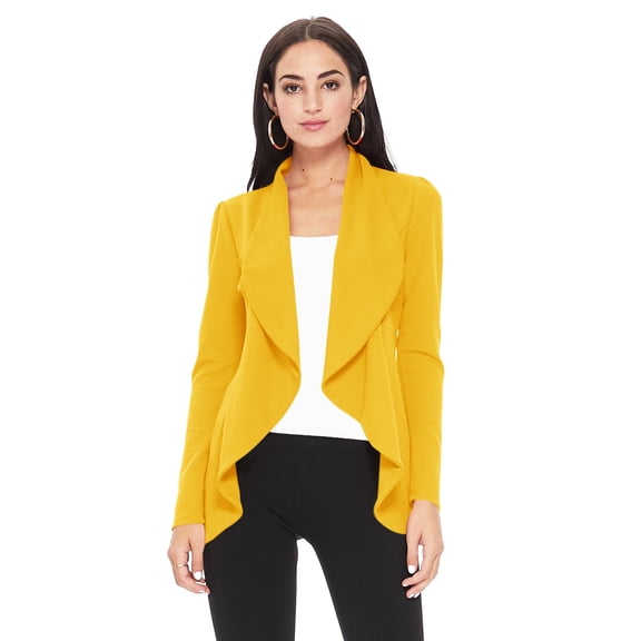 Women's Elegant Solid Stretch Open Front Long Sleeve Blazer Jacket