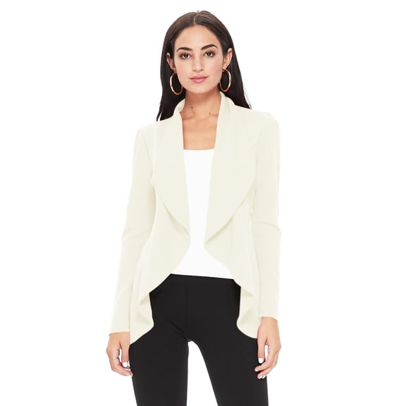 Women's Elegant Solid Stretch Open Front Long Sleeve Blazer Jacket