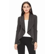 FASHIONSTREAM Women's Elegant Solid Stretch Open Front Long Sleeve Blazer Jacket