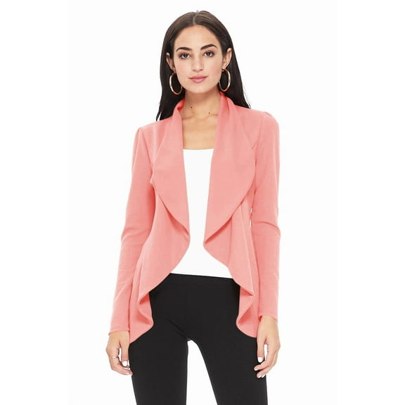 Women's Elegant Solid Stretch Open Front Long Sleeve Blazer Jacket