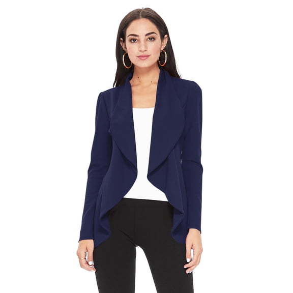 Women's Elegant Solid Stretch Open Front Long Sleeve Blazer Jacket