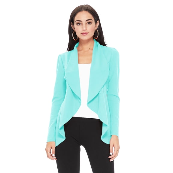 Women's Elegant Solid Stretch Open Front Long Sleeve Blazer Jacket